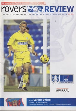 Tranmere Rovers v Carlisle United Match Programme 2001-12-08
